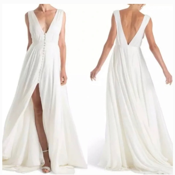 Joanna August Joplin Covered Button Wedding Gown Dress - Picture 2 of 3